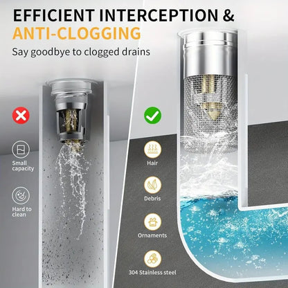 🔥3-in-1 Sink Stopper —⏱️Blocks Odors & Bugs, Catches Hair, Fits 90% of Drains🔧